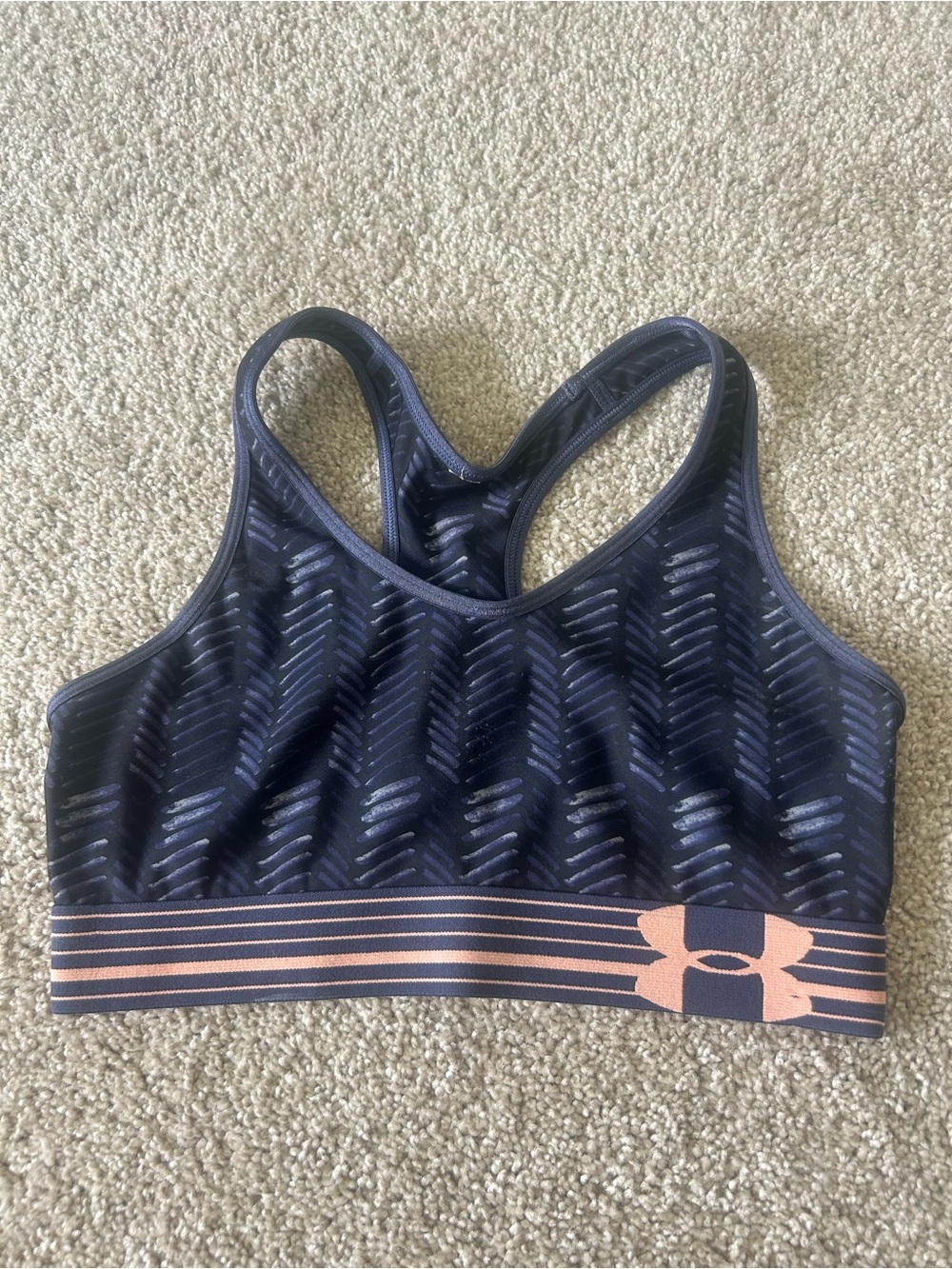 Under Armour Black Sports Bra with Pink Logo Band